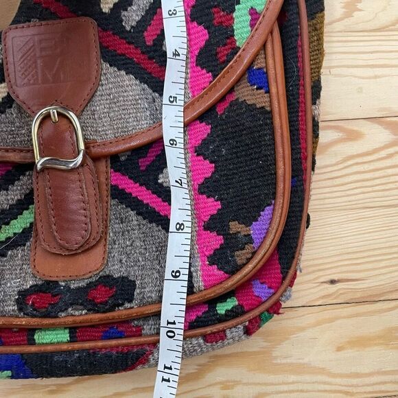 EM MAY Turkish Kilim Wool Handbag Crossbody Messenger Bag Purse Unique Suede - Picture 3 of 10